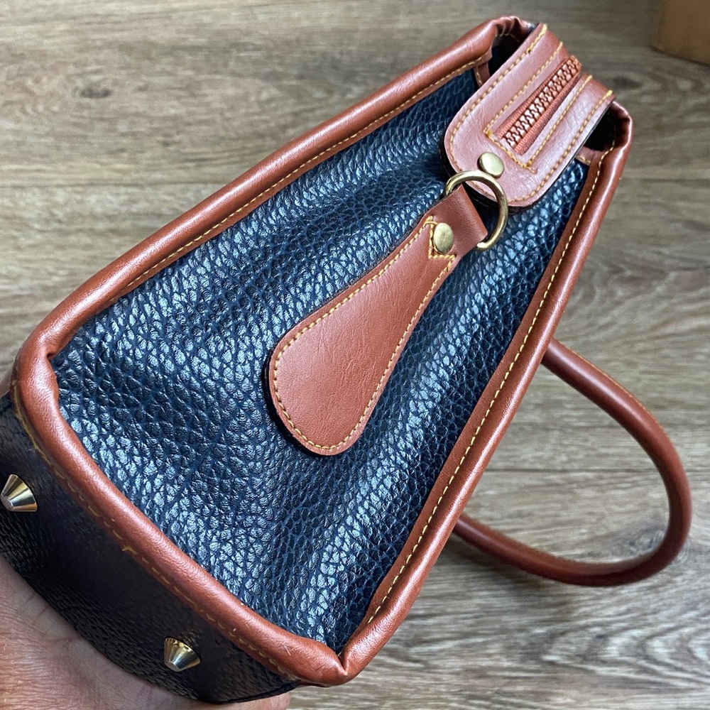 Dooney & Bourke Black and Brown Pebbled Leather Satchel - Picture 13 of 15